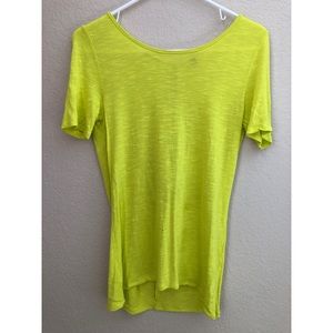 Neon Yellow Short Sleeve Top w/ Open Back Size XS